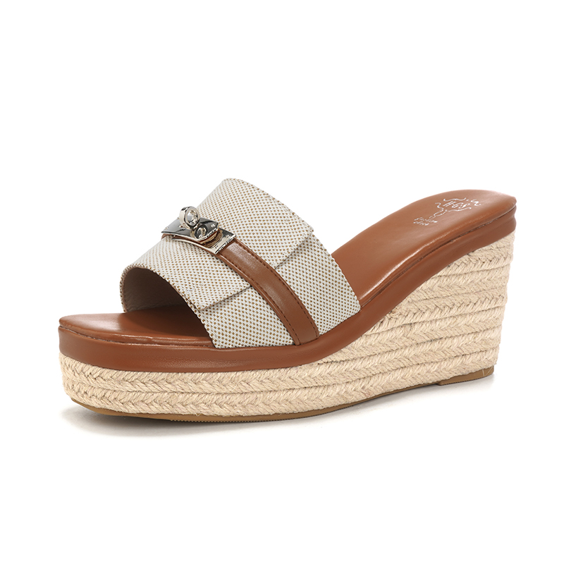 2026 Summer Women's Denim Square Toe Buckle Platform High Heel Beach Sandals Slippers - Image 5