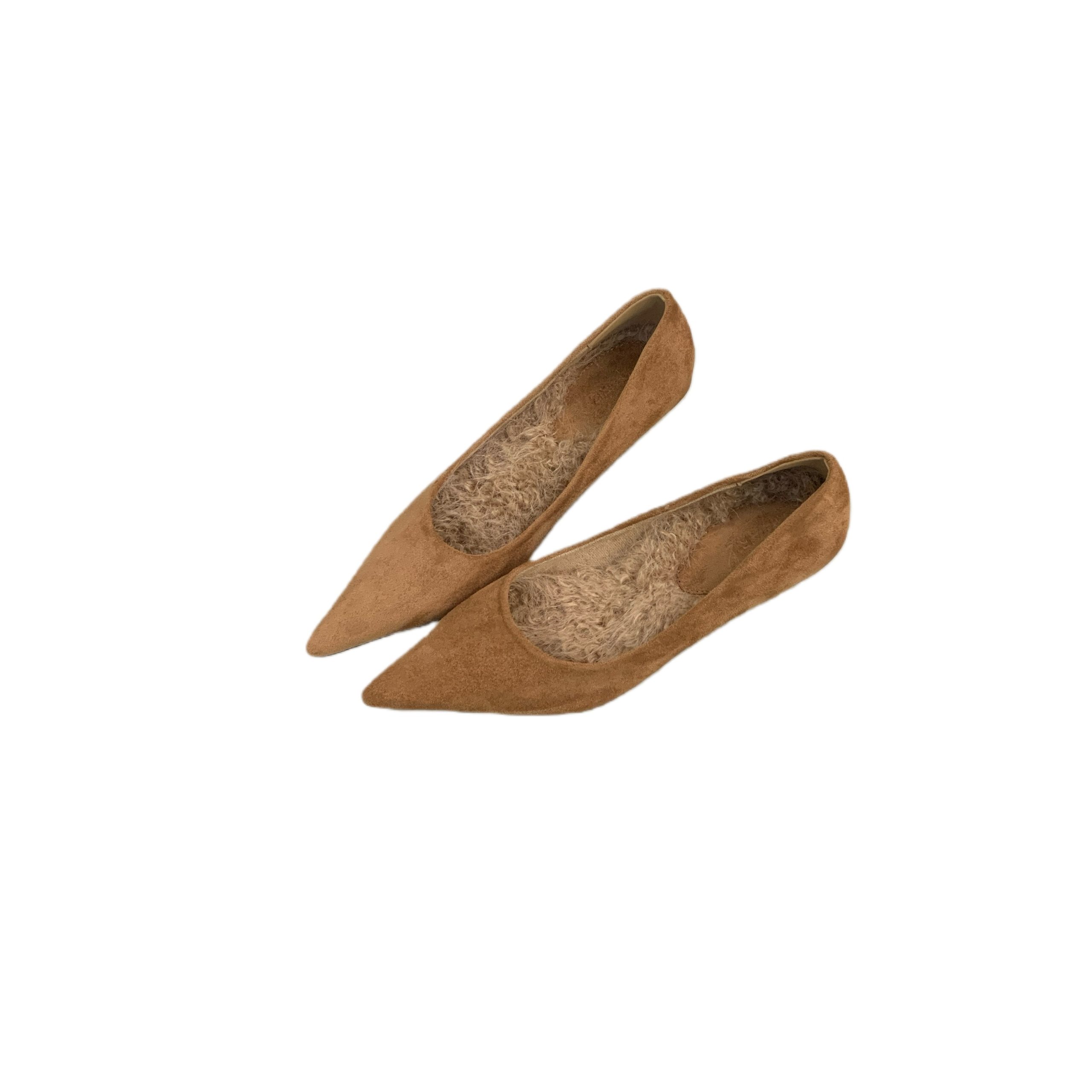 DIAIRIZ Women's Pointed Toe Furry Slippers with Kitten Heel - Retro Suede Loafers for Daily Commute - Image 5