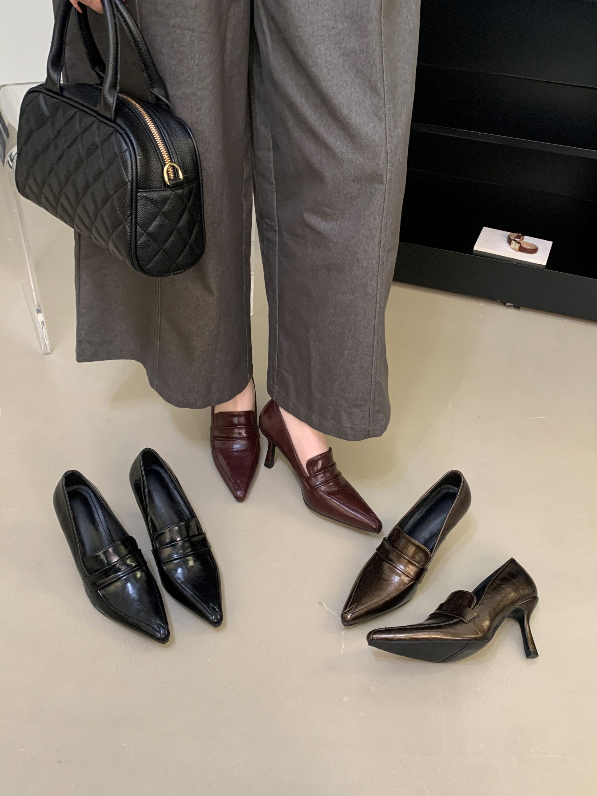 French Retro British Style Thin Heel Leather Shoes for Women Spring Autumn New High Heels Pointed Toe Deep Mouth Single Shoes