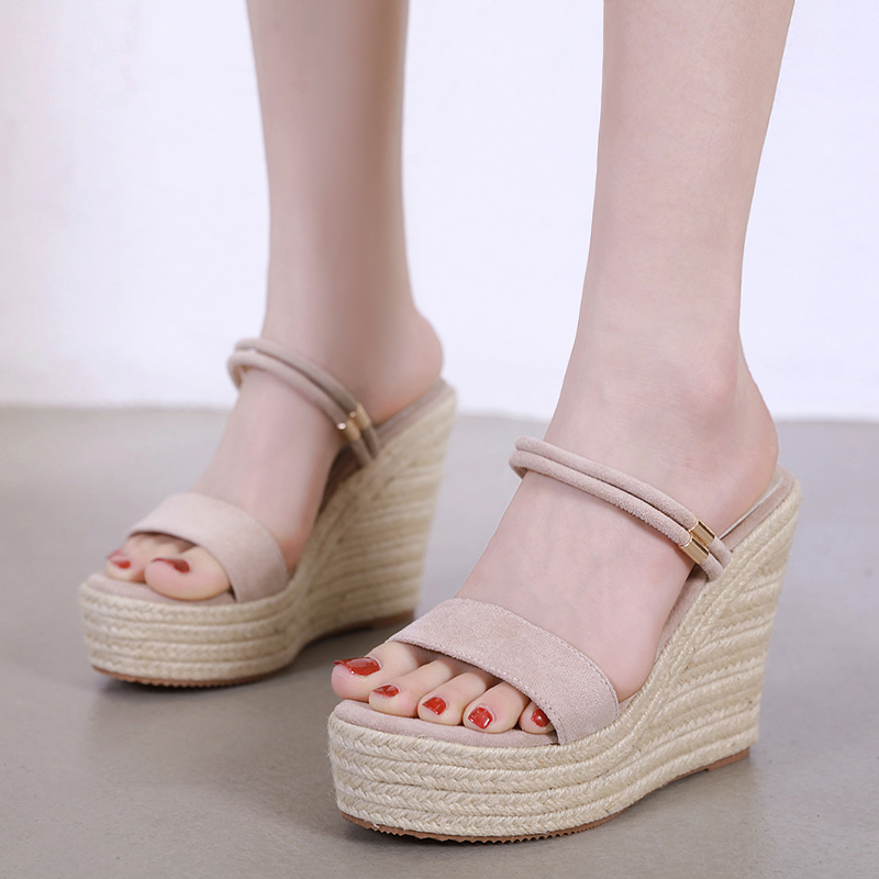 Upgraded PU Sole High Heel Wedge Sandals with Waterproof Platform and Half Slipper Style, Sizes 34-39