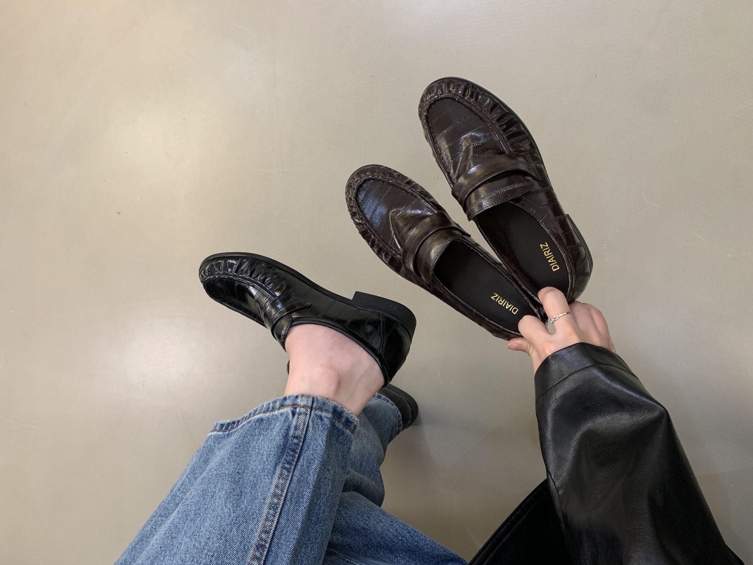 Vintage Pleated Loafer Flat Heel Slip-On Handmade Women's Shoes Light Luxury Old Money Style Eel Grain Leather Shoes